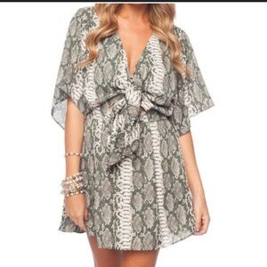Buddy Love Green Snake Print Tie Front Dress Size XS
